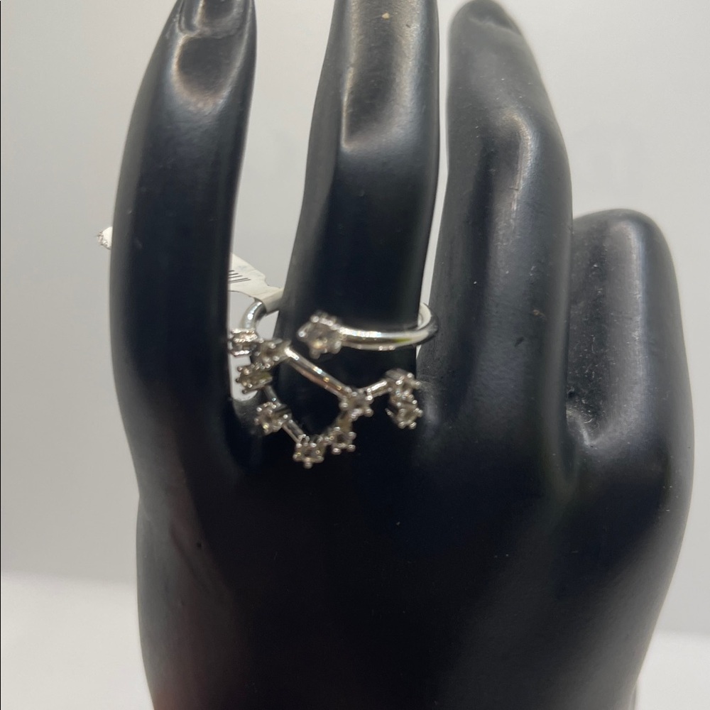 Sterling Silver Zircon Gems Ring LEO in stars